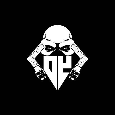 OY Monogram ESport Gaming with Skull Mask Shape Style Vectorのイラスト素材