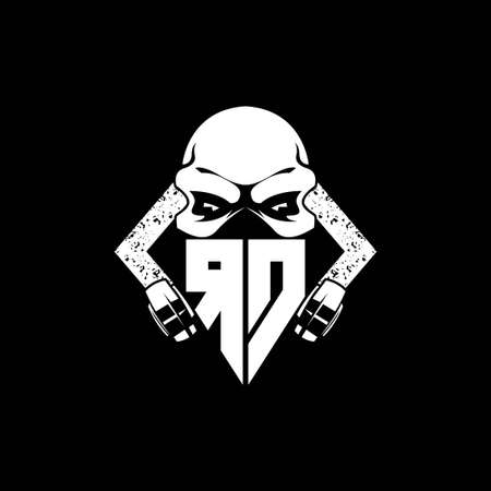 RD Monogram ESport Gaming with Skull Mask Shape Style Vectorのイラスト素材