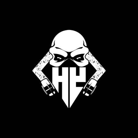 HY Monogram ESport Gaming with Skull Mask Shape Style Vectorのイラスト素材
