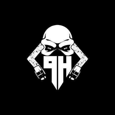 PH Monogram ESport Gaming with Skull Mask Shape Style Vectorのイラスト素材