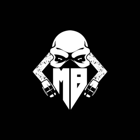 MB Monogram ESport Gaming with Skull Mask Shape Style Vectorのイラスト素材