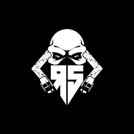 RS Monogram ESport Gaming with Skull Mask Shape Style Vectorのイラスト素材