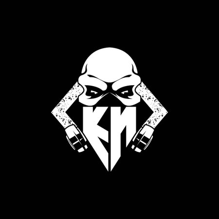 KN Monogram ESport Gaming with Skull Mask Shape Style Vectorのイラスト素材