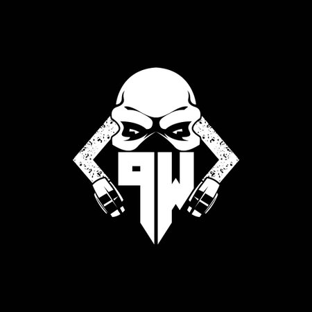 PW Monogram ESport Gaming with Skull Mask Shape Style Vectorのイラスト素材