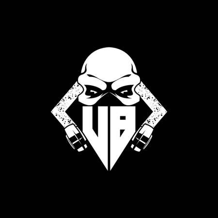 UB Monogram ESport Gaming with Skull Mask Shape Style Vectorのイラスト素材