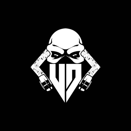 UD Monogram ESport Gaming with Skull Mask Shape Style Vectorのイラスト素材