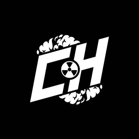 CH Initial ESport Monogram with Shape and Smoke Style template vectorのイラスト素材