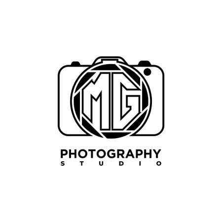 MG Logo letter Geometric Photograph Camera shape style template vectorのイラスト素材