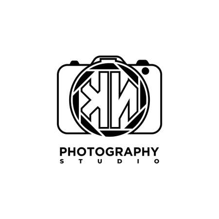KN Logo letter Geometric Photograph Camera shape style template vectorのイラスト素材