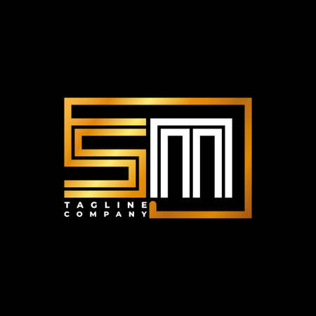 SM Logo letter monogram shape line golden vector template. Business monogram companyのイラスト素材