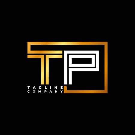 TP Logo letter monogram shape line golden vector template. Business monogram companyのイラスト素材