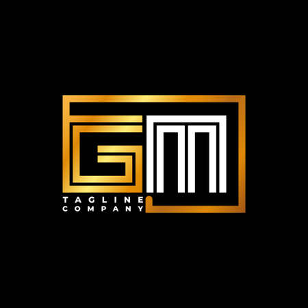 GM Logo letter monogram shape line golden vector template. Business monogram companyのイラスト素材