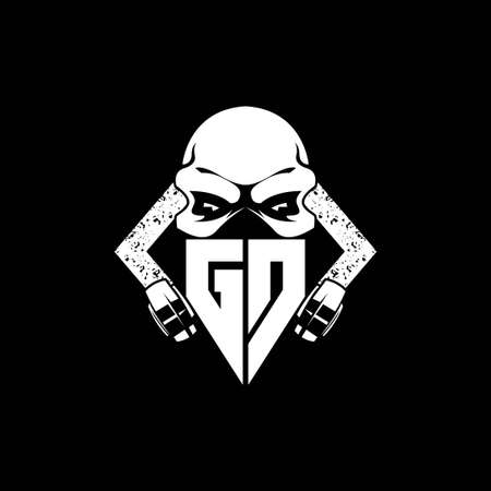 GD Monogram ESport Gaming with Skull Mask Shape Style Vectorのイラスト素材