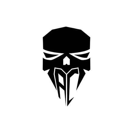 AC Initial ESport gaming logo. Modern head Skull shape template vector logoのイラスト素材