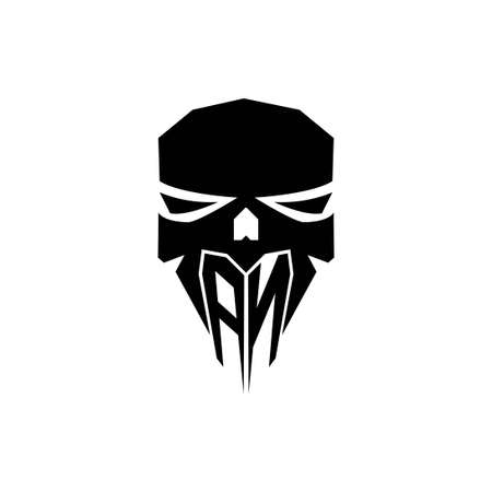 AN Initial ESport gaming logo. Modern head Skull shape template vector logoのイラスト素材