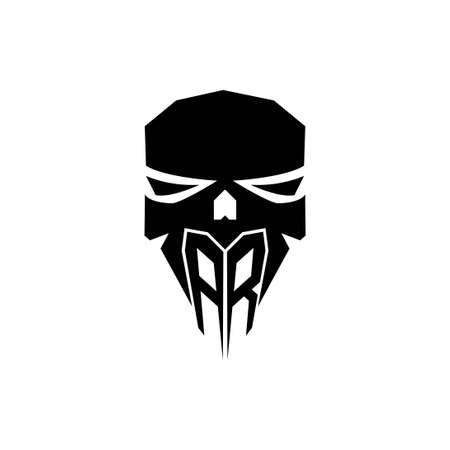 AR Initial ESport gaming logo. Modern head Skull shape template vector logoのイラスト素材