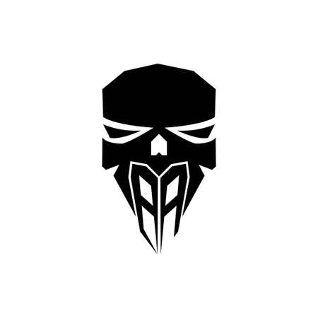 BA Initial ESport gaming logo. Modern head Skull shape template vector logoのイラスト素材