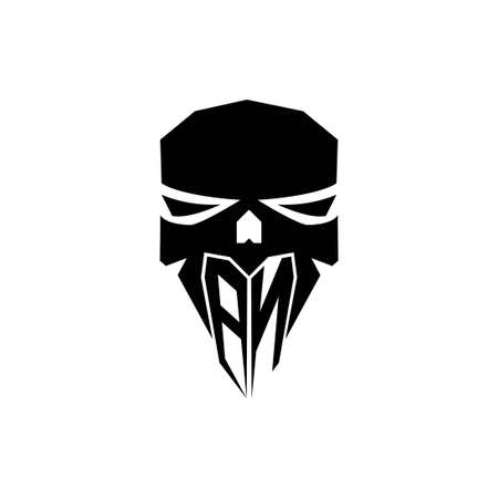 BN Initial ESport gaming logo. Modern head Skull shape template vector logoのイラスト素材