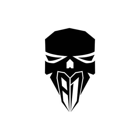 BD Initial ESport gaming logo. Modern head Skull shape template vector logoのイラスト素材