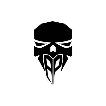 BP Initial ESport gaming logo. Modern head Skull shape template vector logoのイラスト素材