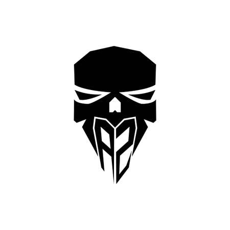 AZ Initial ESport gaming logo. Modern head Skull shape template vector logoのイラスト素材