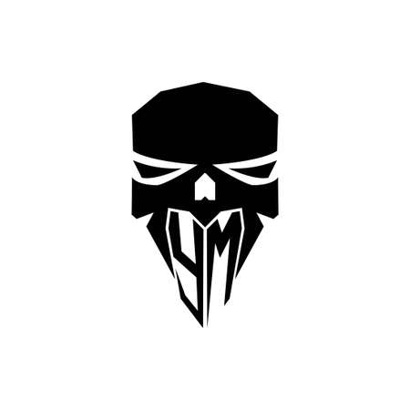 YM Initial ESport gaming logo. Modern head Skull shape template vector logoのイラスト素材