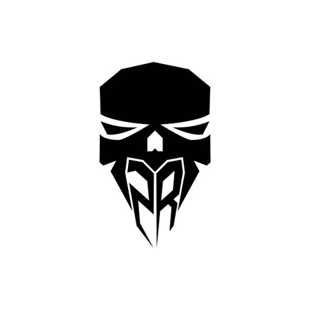 ZR Initial ESport gaming logo. Modern head Skull shape template vector logoのイラスト素材