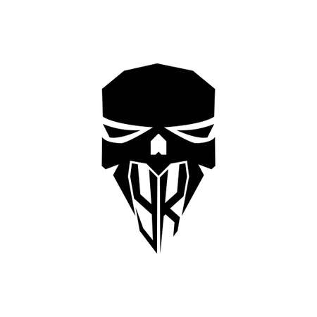 YK Initial ESport gaming logo. Modern head Skull shape template vector logoのイラスト素材