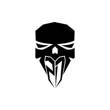 ZD Initial ESport gaming logo. Modern head Skull shape template vector logoのイラスト素材