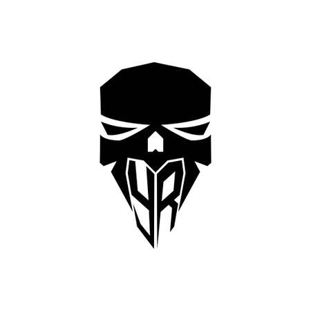 YR Initial ESport gaming logo. Modern head Skull shape template vector logoのイラスト素材