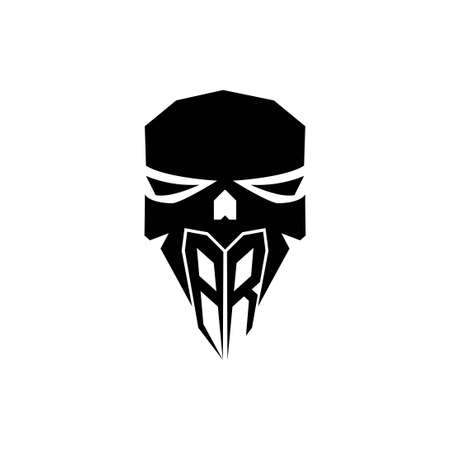 BR Initial ESport gaming logo. Modern head Skull shape template vector logoのイラスト素材