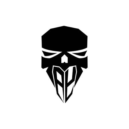 BY Initial ESport gaming logo. Modern head Skull shape template vector logoのイラスト素材