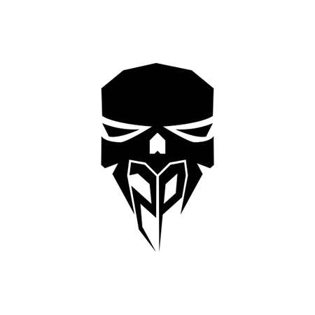 ZP Initial ESport gaming logo. Modern head Skull shape template vector logoのイラスト素材