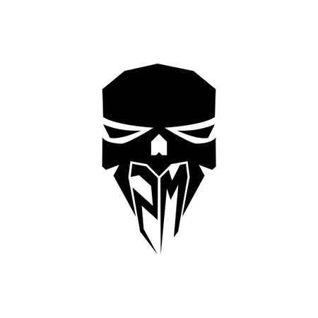 ZM Initial ESport gaming logo. Modern head Skull shape template vector logoのイラスト素材