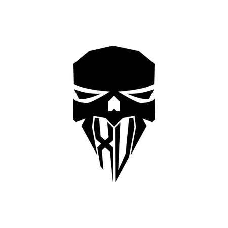 XV Initial ESport gaming logo. Modern head Skull shape template vector logoのイラスト素材