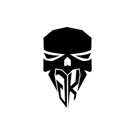GK Initial ESport gaming logo. Modern head Skull shape template vector logoのイラスト素材