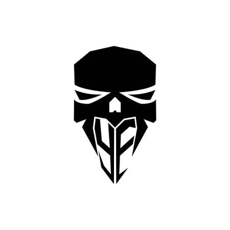 YE Initial ESport gaming logo. Modern head Skull shape template vector logoのイラスト素材
