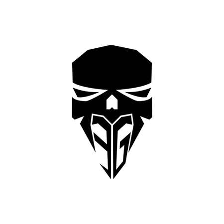 EG Initial ESport gaming logo. Modern head Skull shape template vector logoのイラスト素材