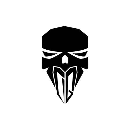 DQ Initial ESport gaming logo. Modern head Skull shape template vector logoのイラスト素材
