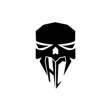 HC Initial ESport gaming logo. Modern head Skull shape template vector logoのイラスト素材