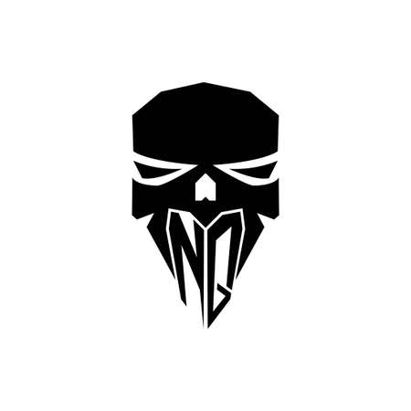 NQ Initial ESport gaming logo. Modern head Skull shape template vector logoのイラスト素材