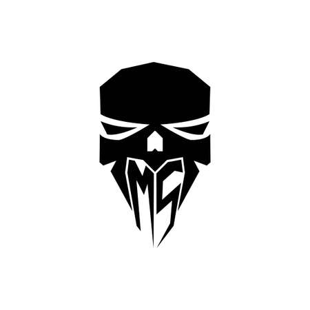 MS Initial ESport gaming logo. Modern head Skull shape template vector logoのイラスト素材