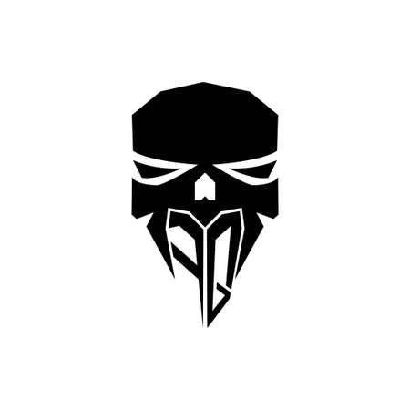 FQ Initial ESport gaming logo. Modern head Skull shape template vector logoのイラスト素材