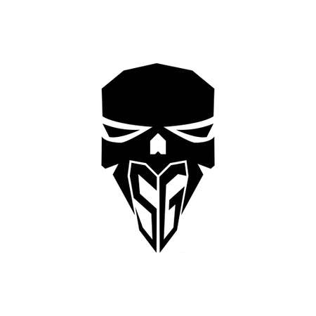 SG Initial ESport gaming logo. Modern head Skull shape template vector logoのイラスト素材