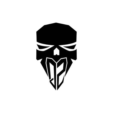 QZ Initial ESport gaming logo. Modern head Skull shape template vector logoのイラスト素材