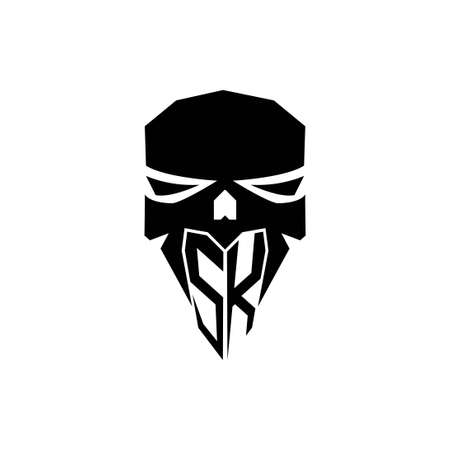 SK Initial ESport gaming logo. Modern head Skull shape template vector logoのイラスト素材