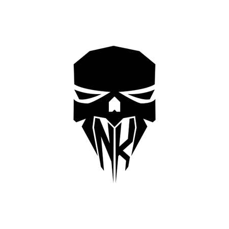 NK Initial ESport gaming logo. Modern head Skull shape template vector logoのイラスト素材