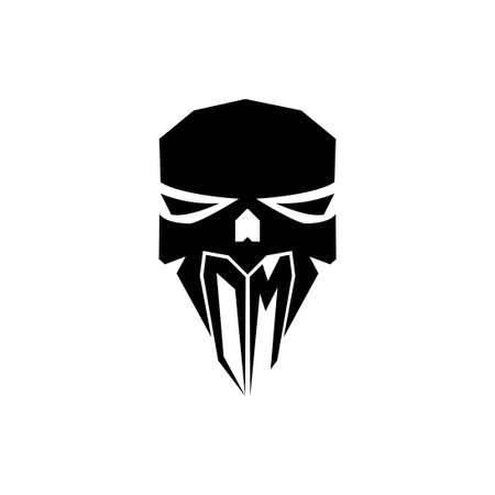 OM Initial ESport gaming logo. Modern head Skull shape template vector logoのイラスト素材