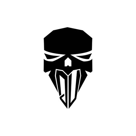 QU Initial ESport gaming logo. Modern head Skull shape template vector logoのイラスト素材