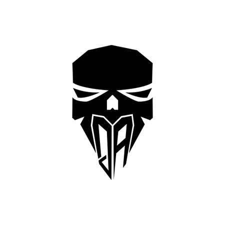 QA Initial ESport gaming logo. Modern head Skull shape template vector logoのイラスト素材